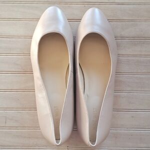Nine West Corrine Smooth Soft Leather Gold Heel Edging Slip-in Chic Ballet Flats